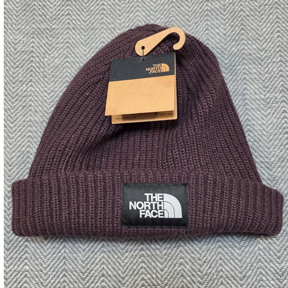 The North Face Salty Dog Lined Beanie Coal Brown Ribbed Knit Hat NF0A3FJW OS